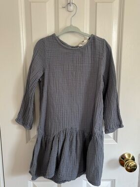 H&M Girls' Long-Sleeve Peplum Dress in Gray